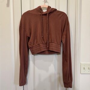 TALENTLESS Brown Cropped Hoodie